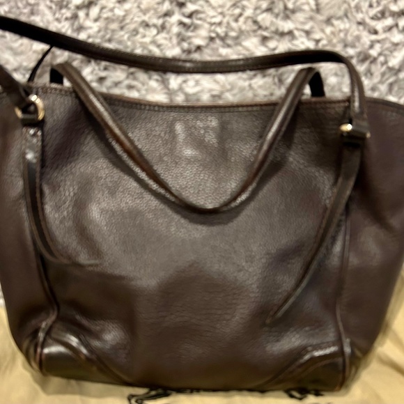 Burberry Brown Pebbled Leather Tote with Nova Check Interior - Picture 5 of 13